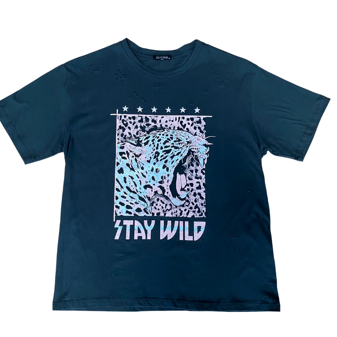 stay wild distressed tee