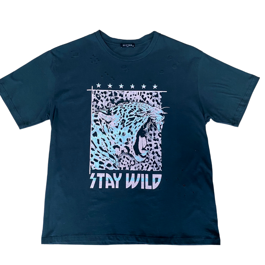 stay wild distressed tee