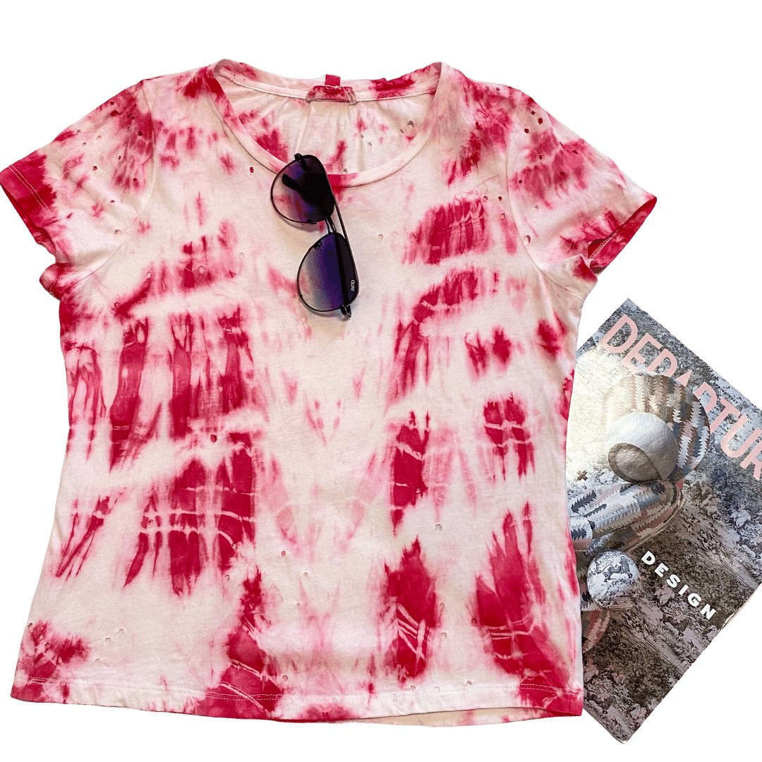 pink daze distressed tie-dye tee