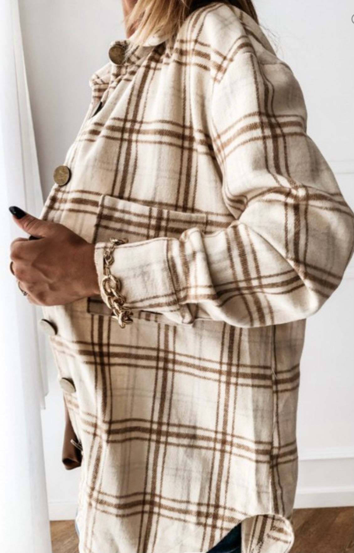 oat latte oversized plaid