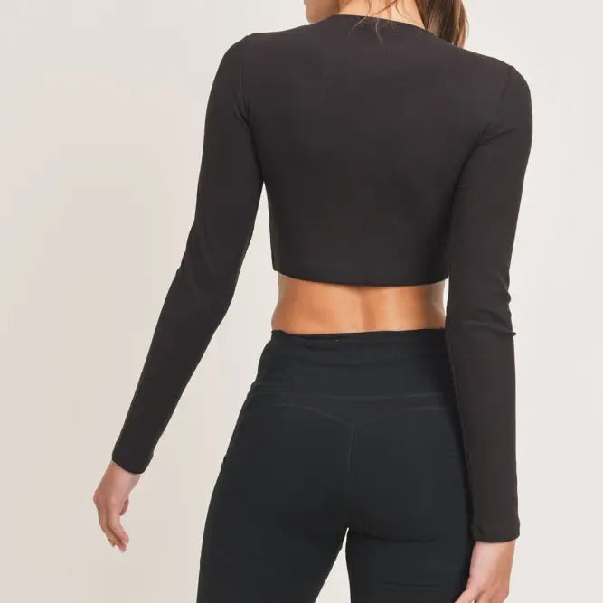 basic black athleisure cropped top