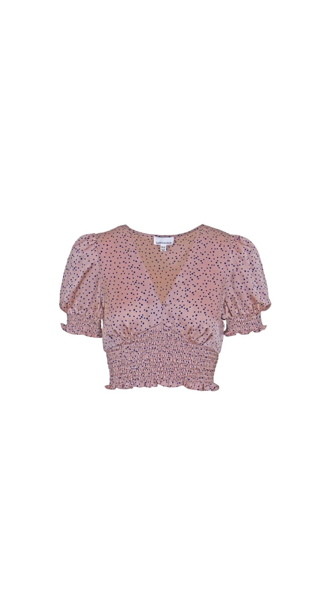 Josie Blush Polka-Dot Cropped Blouse